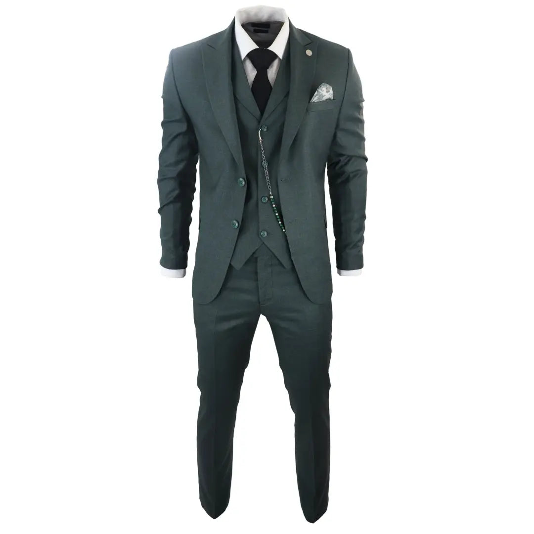 James Men's 3-Piece Classic Green Suit