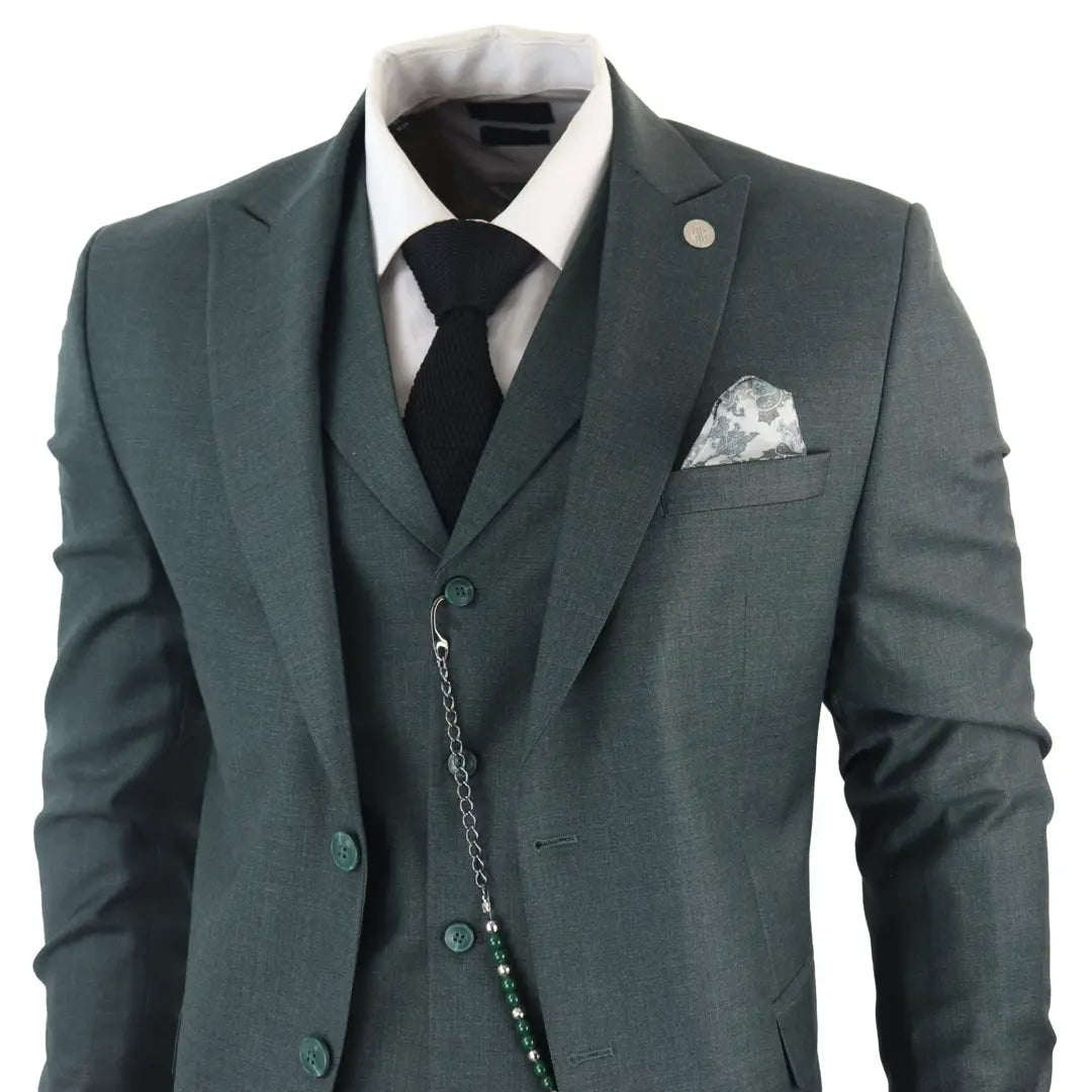 James Men's 3-Piece Classic Green Suit