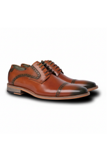 Jenson - Chaussures Oxford à lacets en cuir marron pour hommes