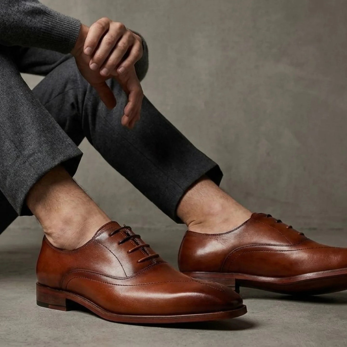 Jett - Chaussures Oxford pour hommes, couleur fauve, à bout renforcé et surpiqûres croisées