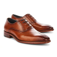Jett - Chaussures Oxford pour hommes, couleur fauve, à bout renforcé et surpiqûres croisées