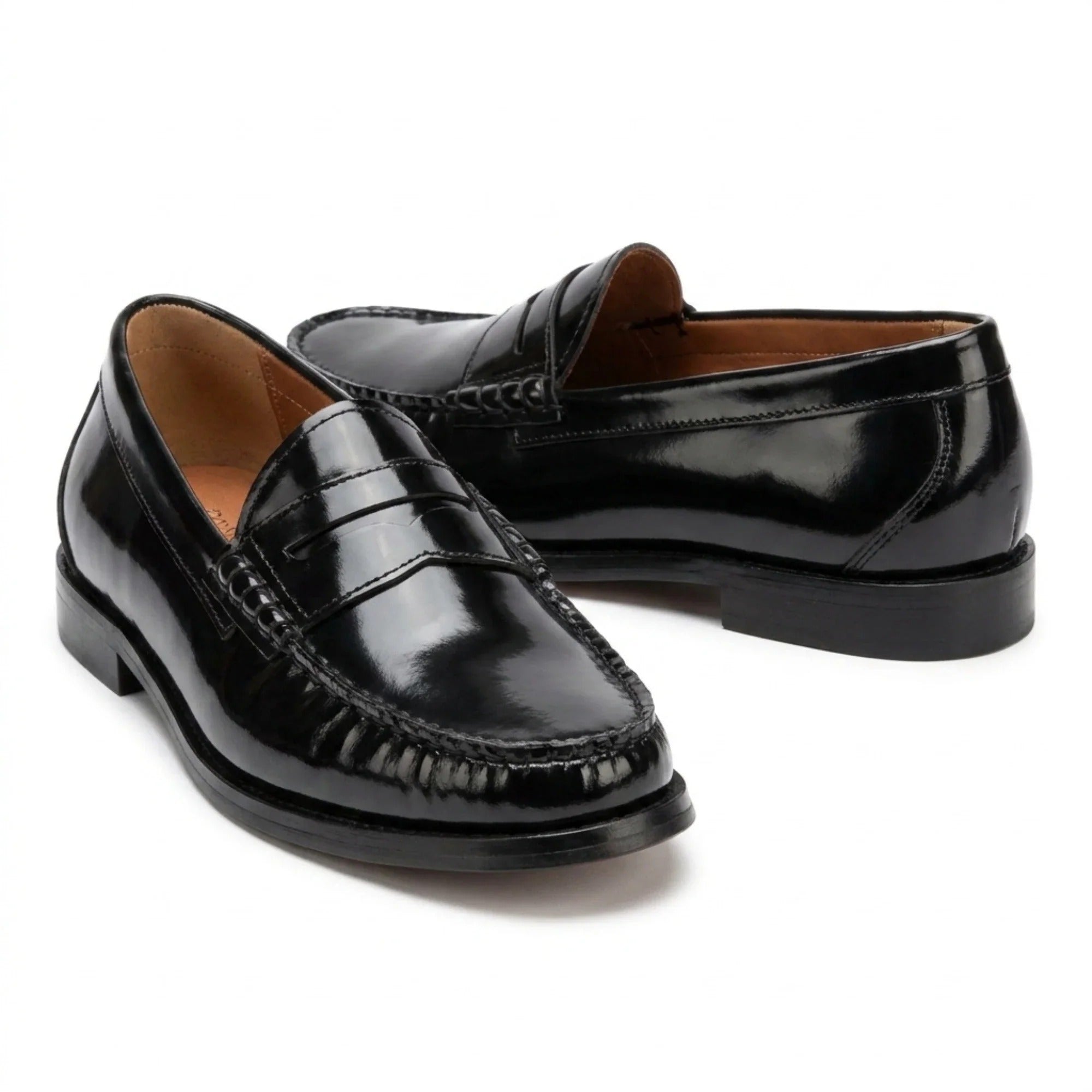 Joseph - Mocassins noirs brillants Penny pour hommes