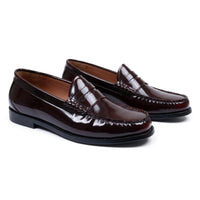 Joseph - Mocassins Penny en cuir verni bordeaux pour hommes