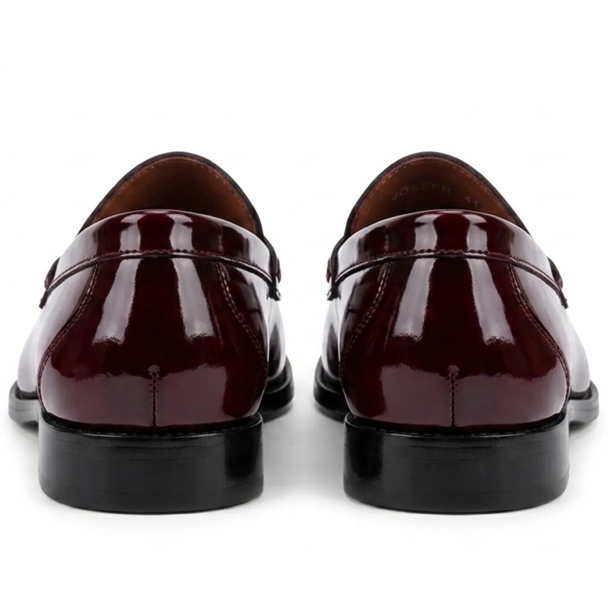 Joseph - Mocassins Penny en cuir verni bordeaux pour hommes
