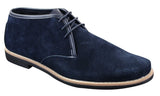 Elong K16 Mens Suede Low Ankle Chelsea Boots Laced Dessert Chukka Shoes Leather Inner Navy