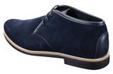 Elong K16 Mens Suede Low Ankle Chelsea Boots Laced Dessert Chukka Shoes Leather Inner Navy