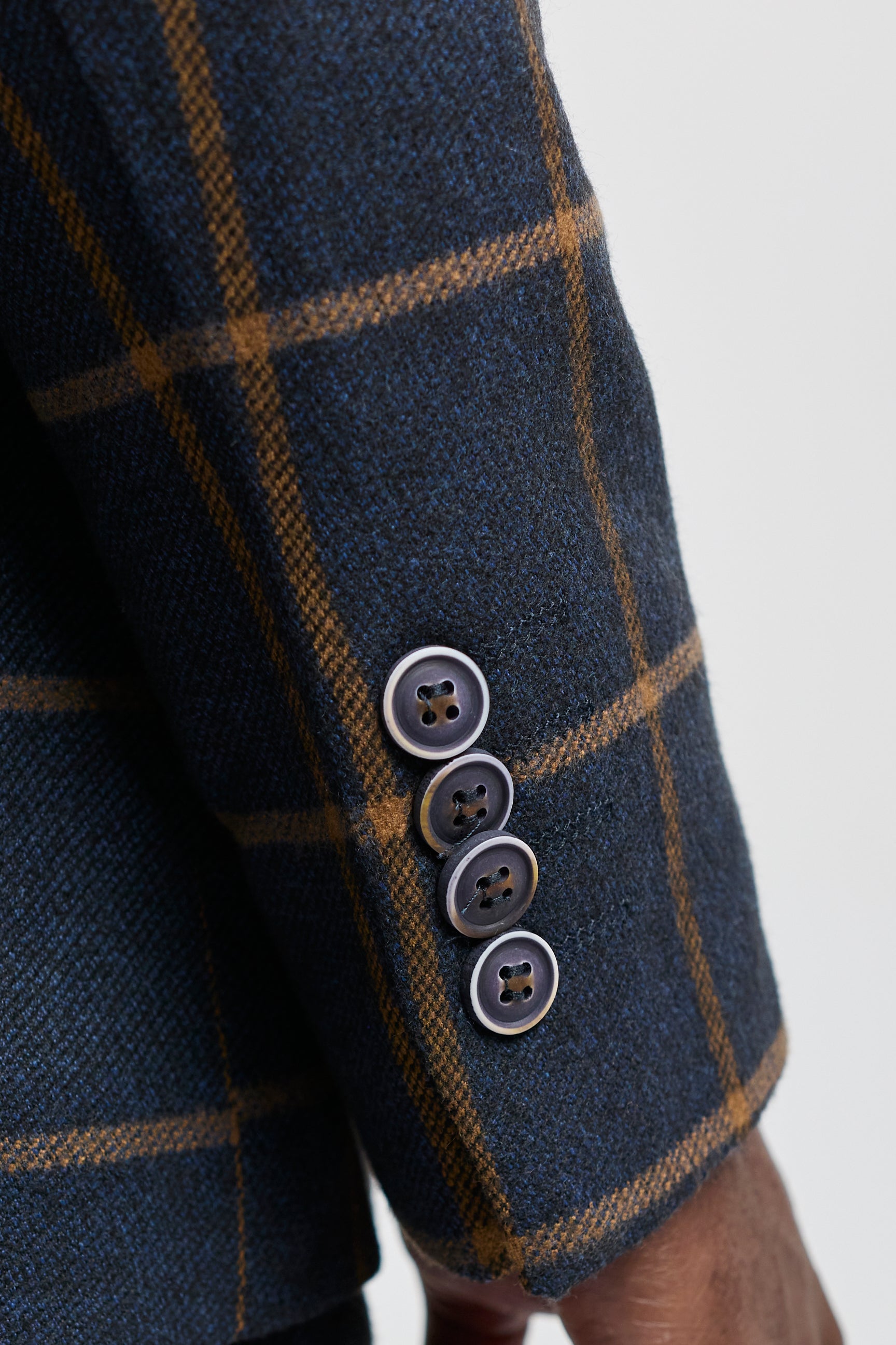 Costume trois pièces en laine à chevrons pour homme, style Peaky Blinders - Bleu marine