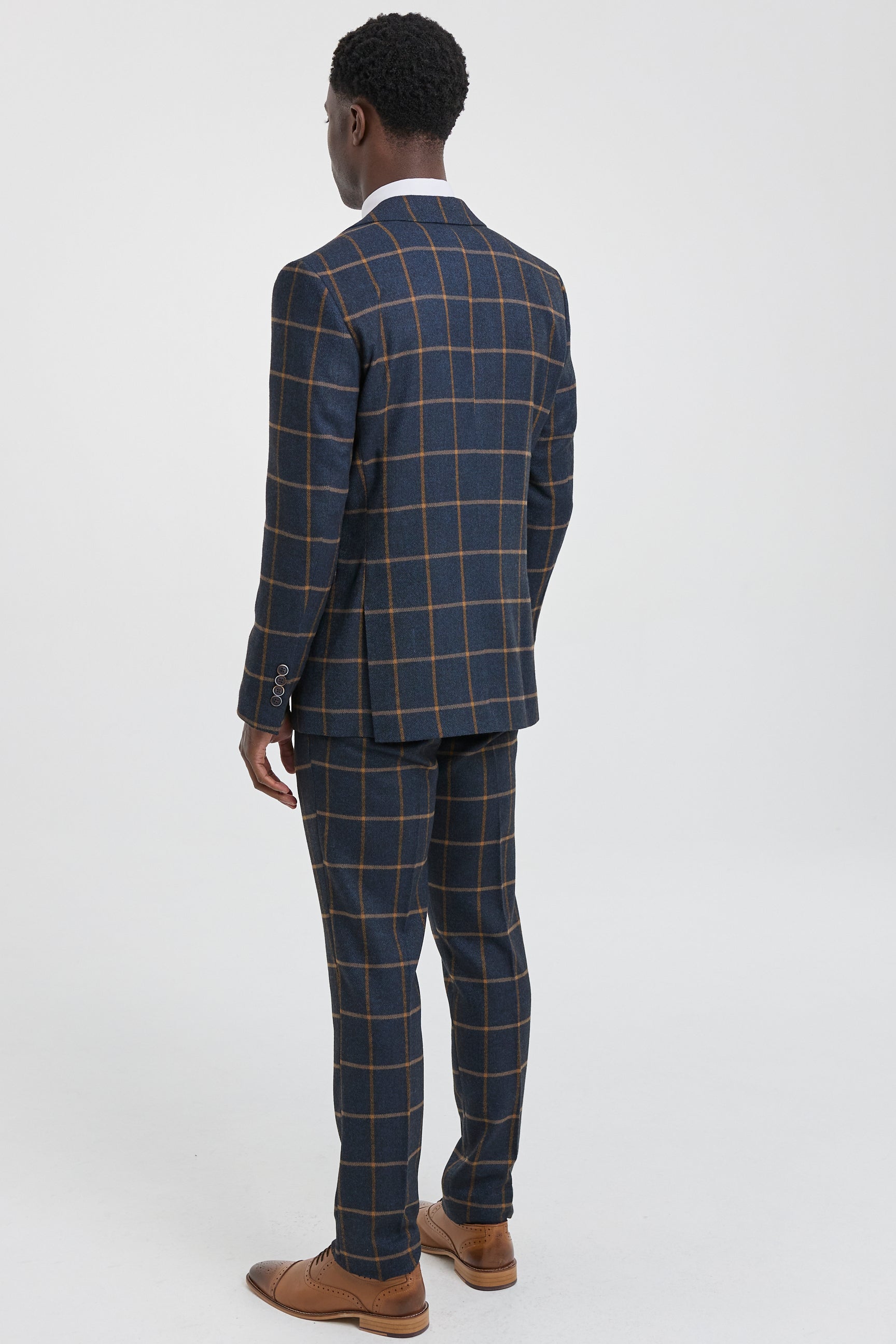 Costume trois pièces en laine à chevrons pour homme, style Peaky Blinders - Bleu marine