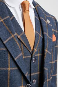 Costume trois pièces en laine à chevrons pour homme, style Peaky Blinders - Bleu marine