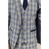 Knight - Men's Grey Blue Checked Blazer