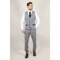 Knight - Men's Grey Blue Checked Waistcoat