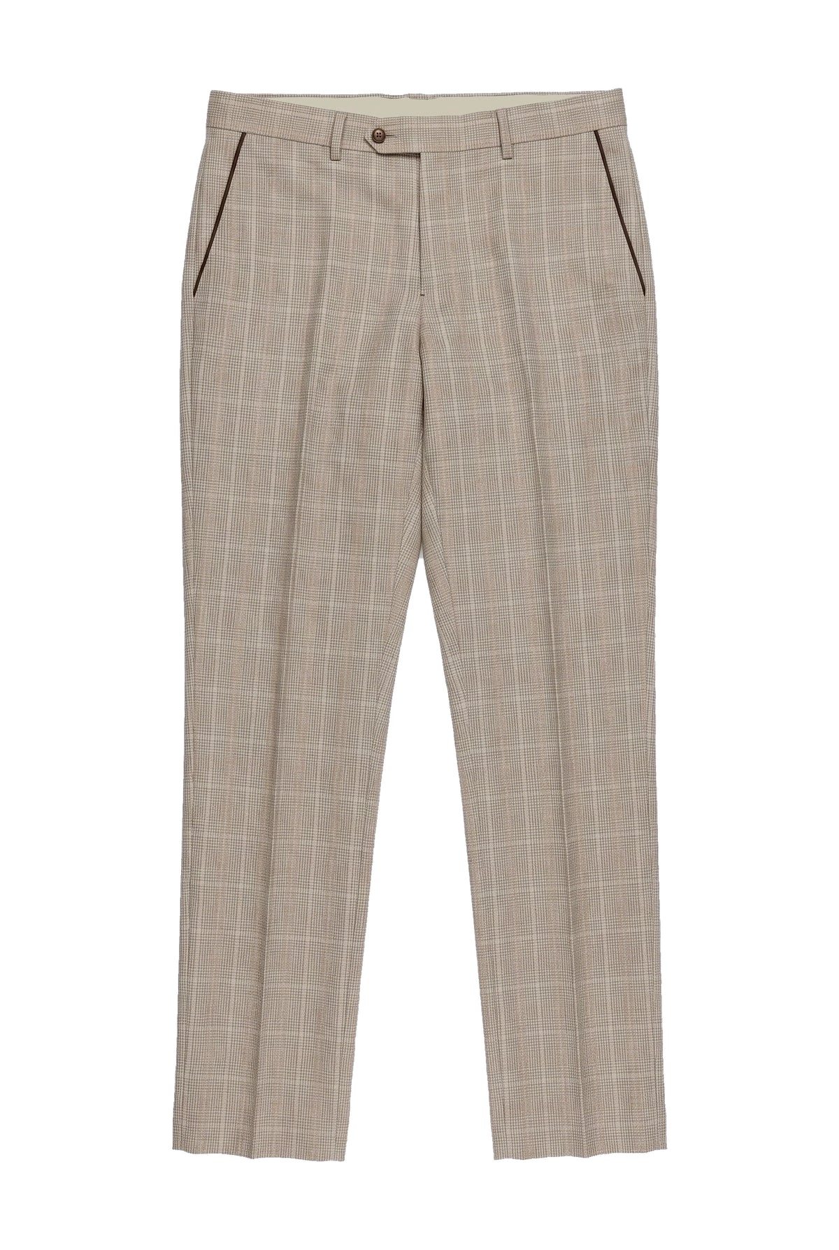 Pantalon à carreaux beige Leo pour homme