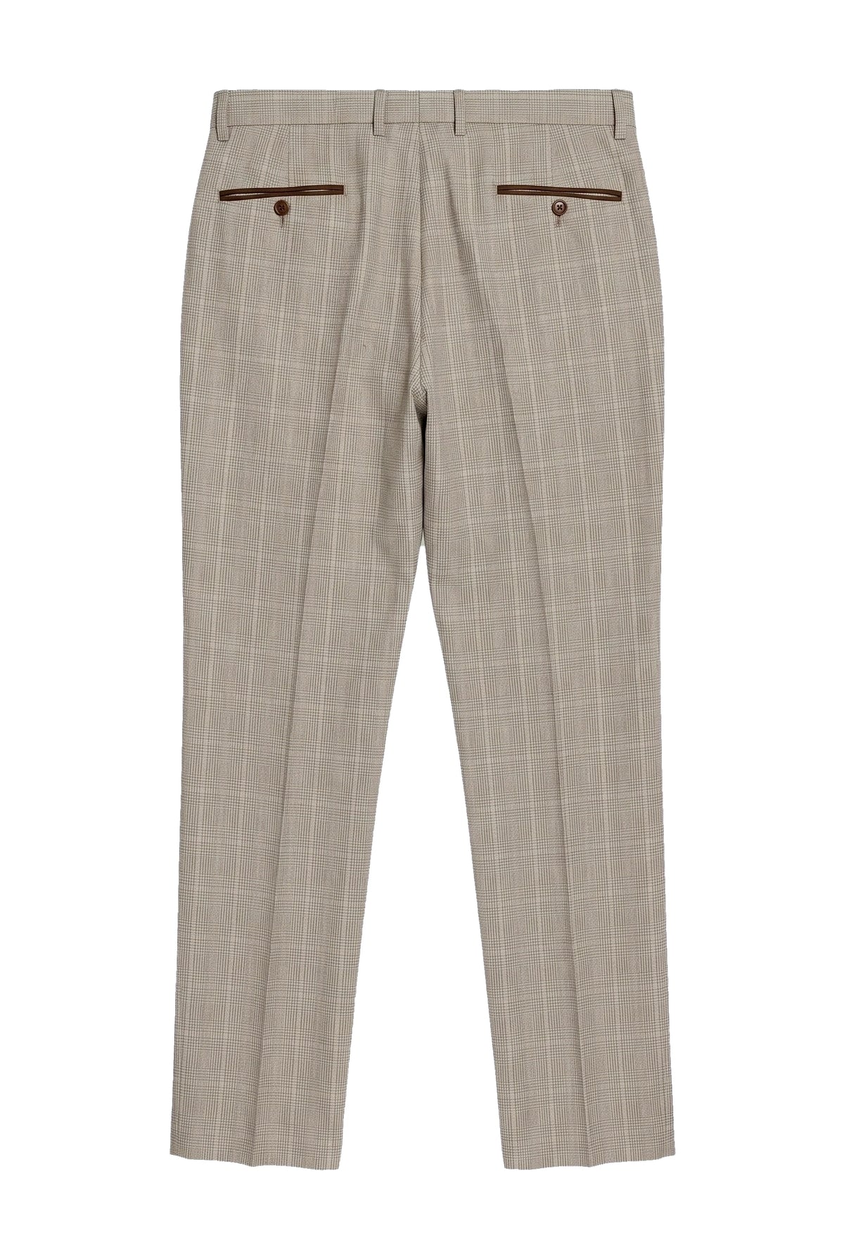 Pantalon à carreaux beige Leo pour homme