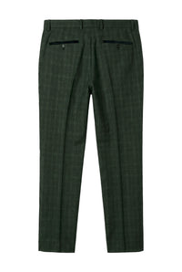 Pantalon à carreaux verts pour homme Leo