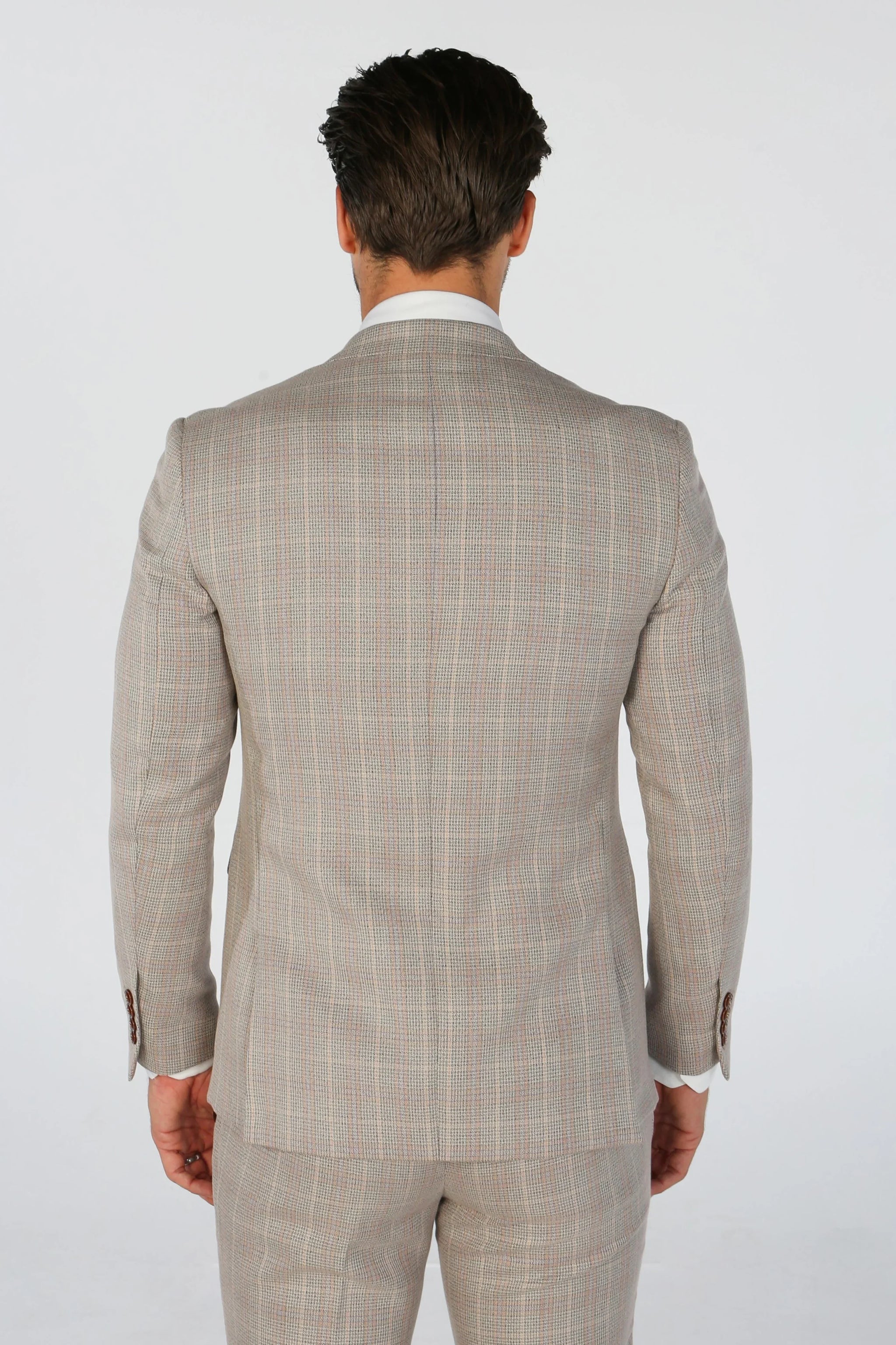 Leo - Men's Beige Checked Tailored Fit Blazer