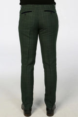 Leo - Men's Green 3 Piece Checked Tailored Fit Suit