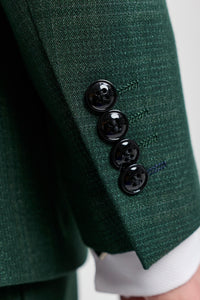 Leo - Costume trois pièces vert à carreaux pour homme, coupe ajustée