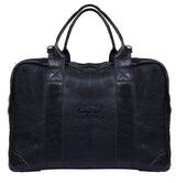 Real Leather Carry On Overnight Bag - Black