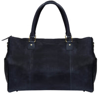 Genuine Leather Vintage Carry On Travel Bag - Black