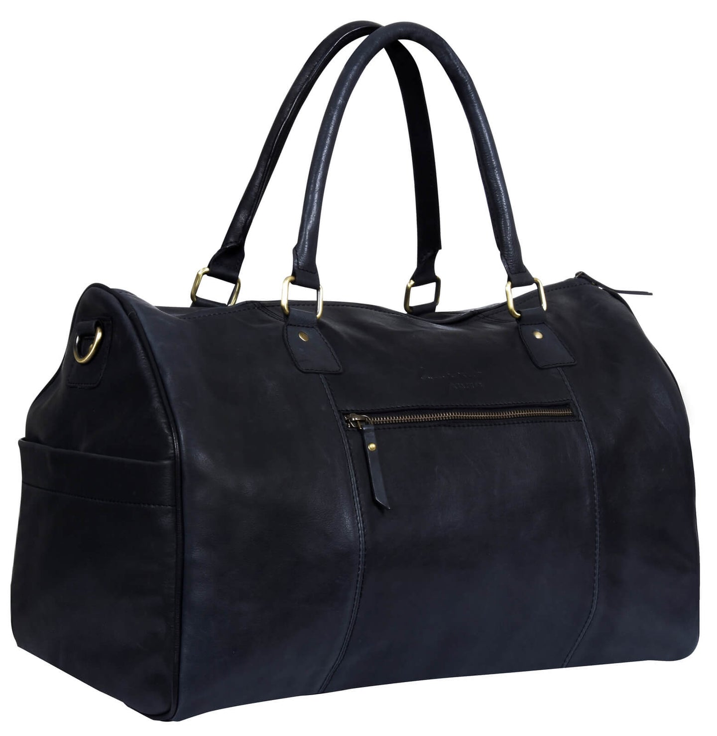 Genuine Leather Vintage Carry On Travel Bag - Black