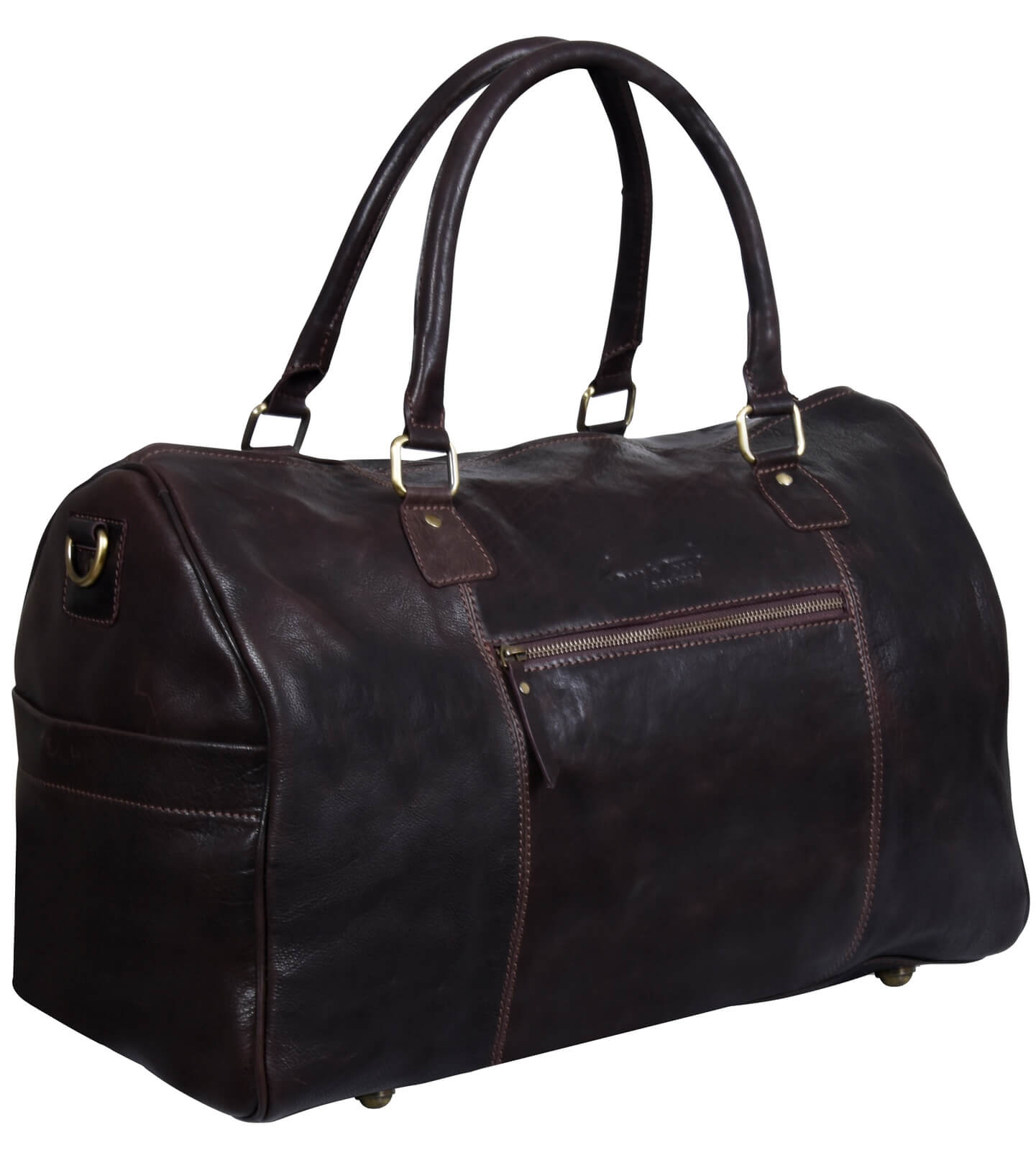 Genuine Leather Vintage Carry On Travel Bag - Brown