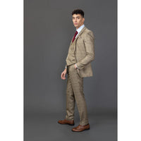 Liam - Men's 3 Piece Brown Checked Suit