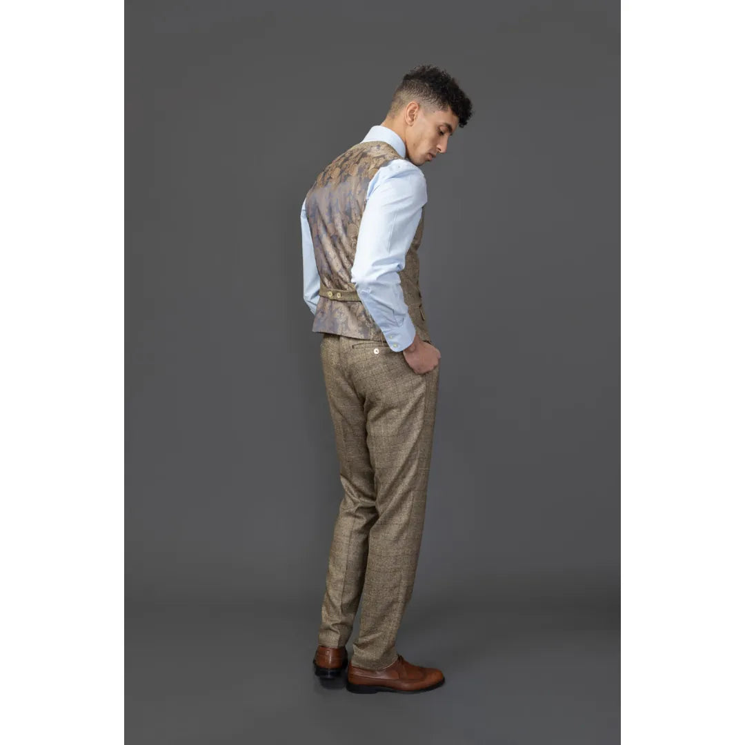 Liam - Men's Brown Check Waistcoat