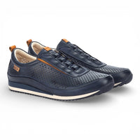 Liverpool - Baskets montantes élastiques en cuir bleu pour homme
