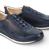 Liverpool - Baskets montantes élastiques en cuir bleu pour homme