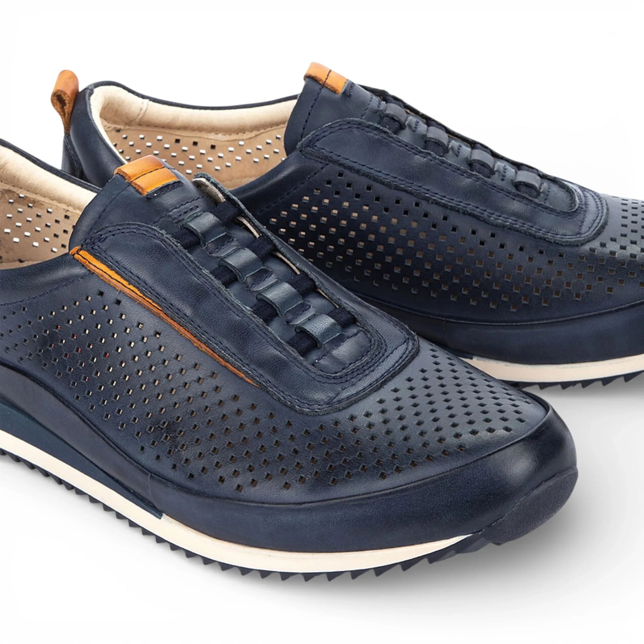 Liverpool - Baskets montantes élastiques en cuir bleu pour homme