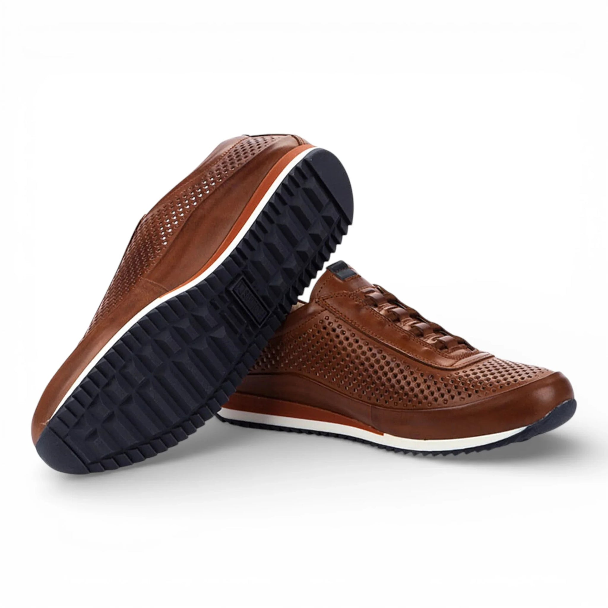 Liverpool - Baskets montantes élastiques en cuir marron pour homme