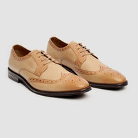 Lorenzo - Chaussures Oxford pour homme en cuir ivoire patiné