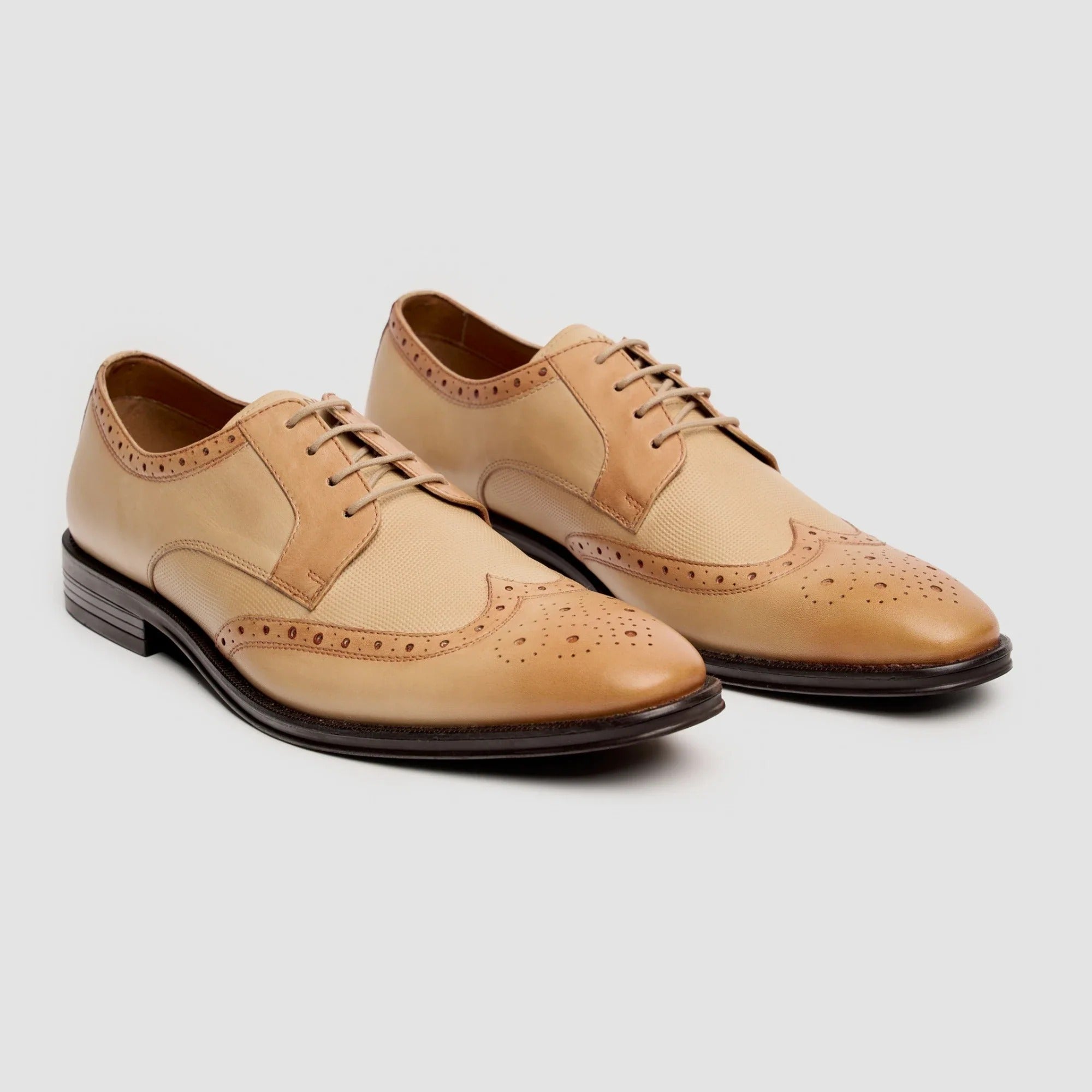 Lorenzo - Chaussures Oxford pour homme en cuir ivoire patiné