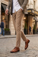 Lorenzo - Chaussures Oxford pour homme en cuir fauve patiné