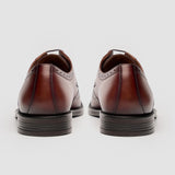 Lorenzo - Chaussures Oxford pour homme en cuir fauve patiné