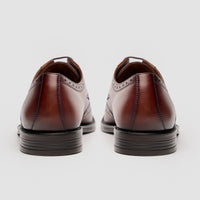 Lorenzo - Chaussures Oxford pour homme en cuir fauve patiné