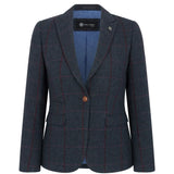 Madrid - Blazer en tweed bleu marine pour femme, coupe ajustée