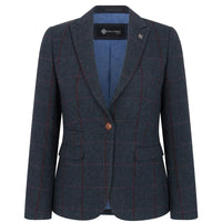 Madrid - Blazer en tweed bleu marine pour femme, coupe ajustée