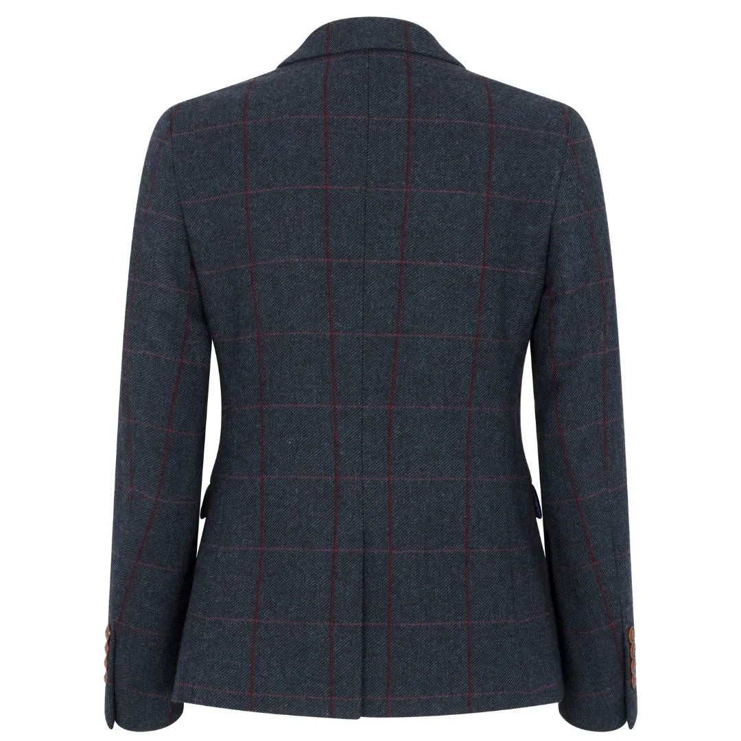 Madrid - Blazer en tweed bleu marine pour femme, coupe ajustée