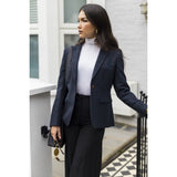 Madrid - Blazer en tweed bleu marine pour femme, coupe ajustée