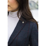 Madrid - Blazer en tweed bleu marine pour femme, coupe ajustée