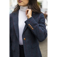 Madrid - Blazer en tweed bleu marine pour femme, coupe ajustée