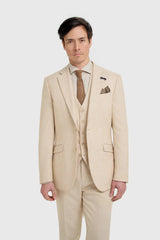 Malibu - Costume texturé beige 3 pièces pour homme