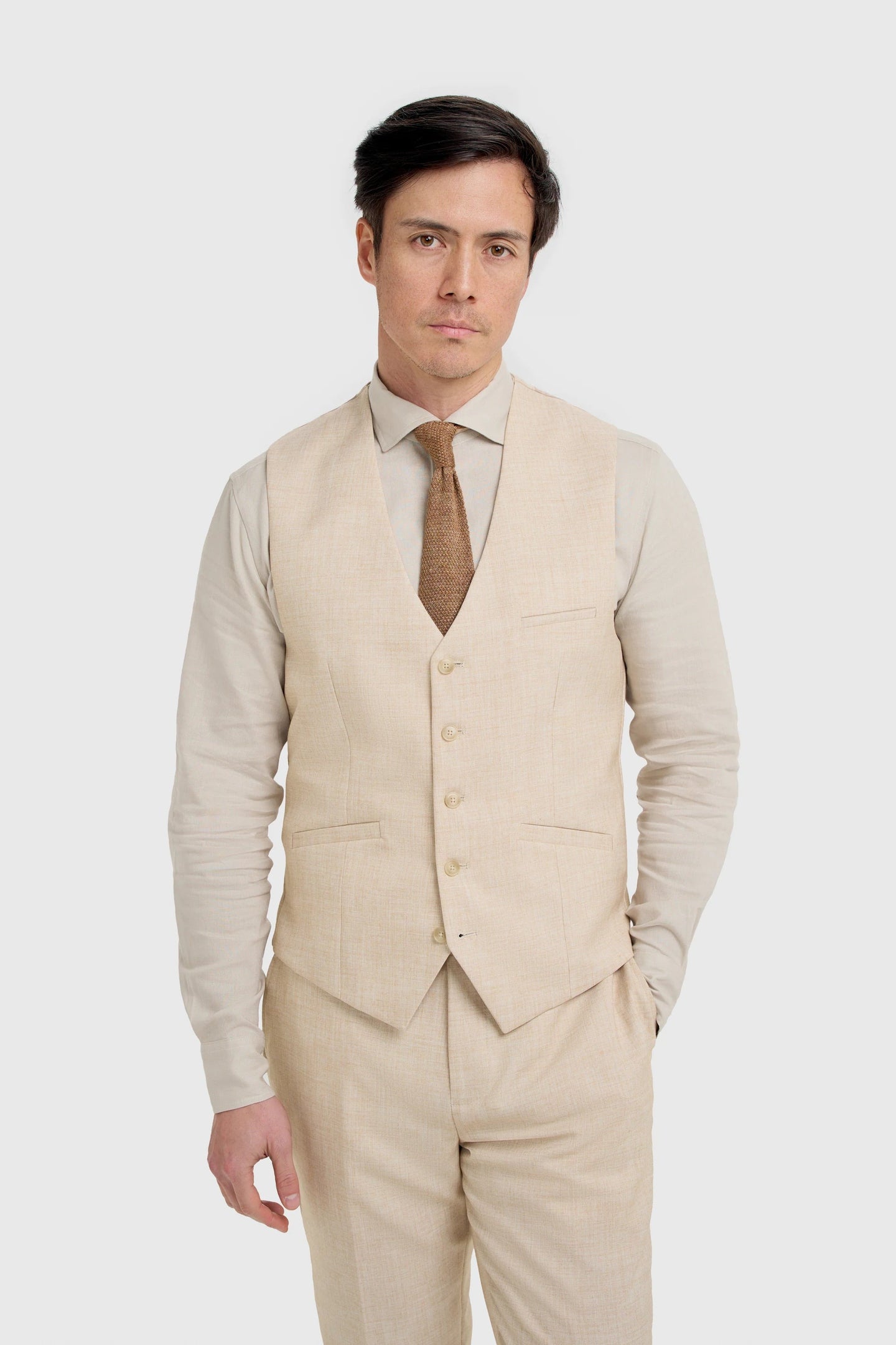 Malibu - Gilet texturé beige pour homme