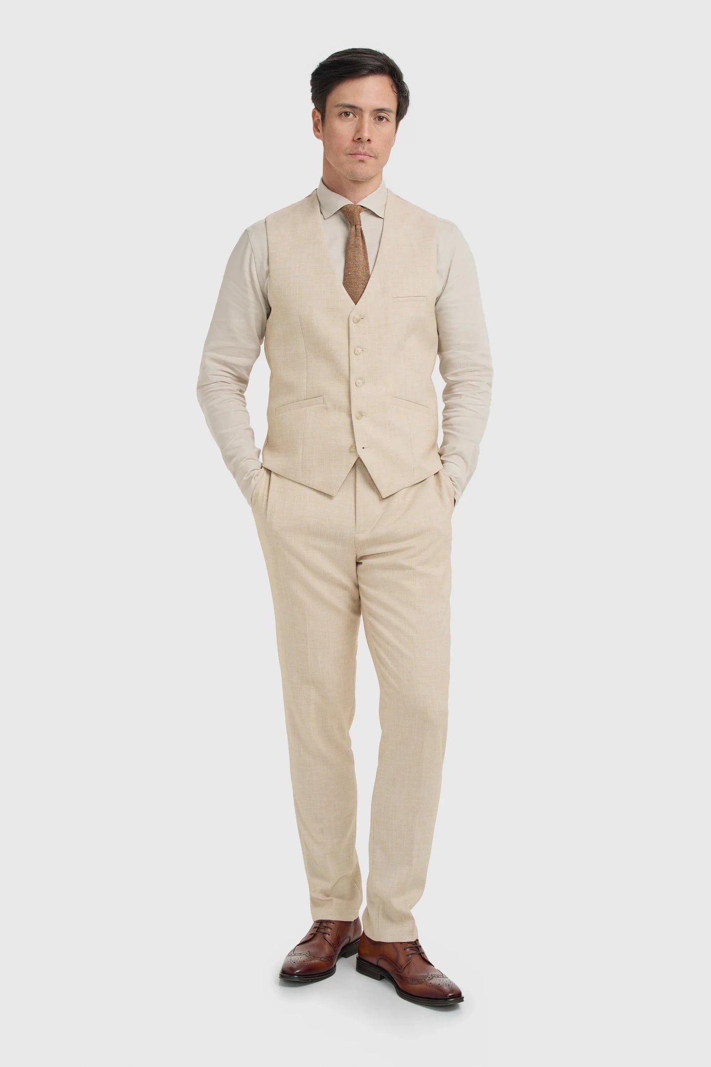 Malibu - Gilet texturé beige pour homme