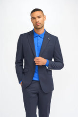 Malibu - Blazer bleu marine pour homme, coupe ajustée
