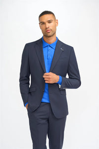 Malibu - Blazer bleu marine pour homme, coupe ajustée