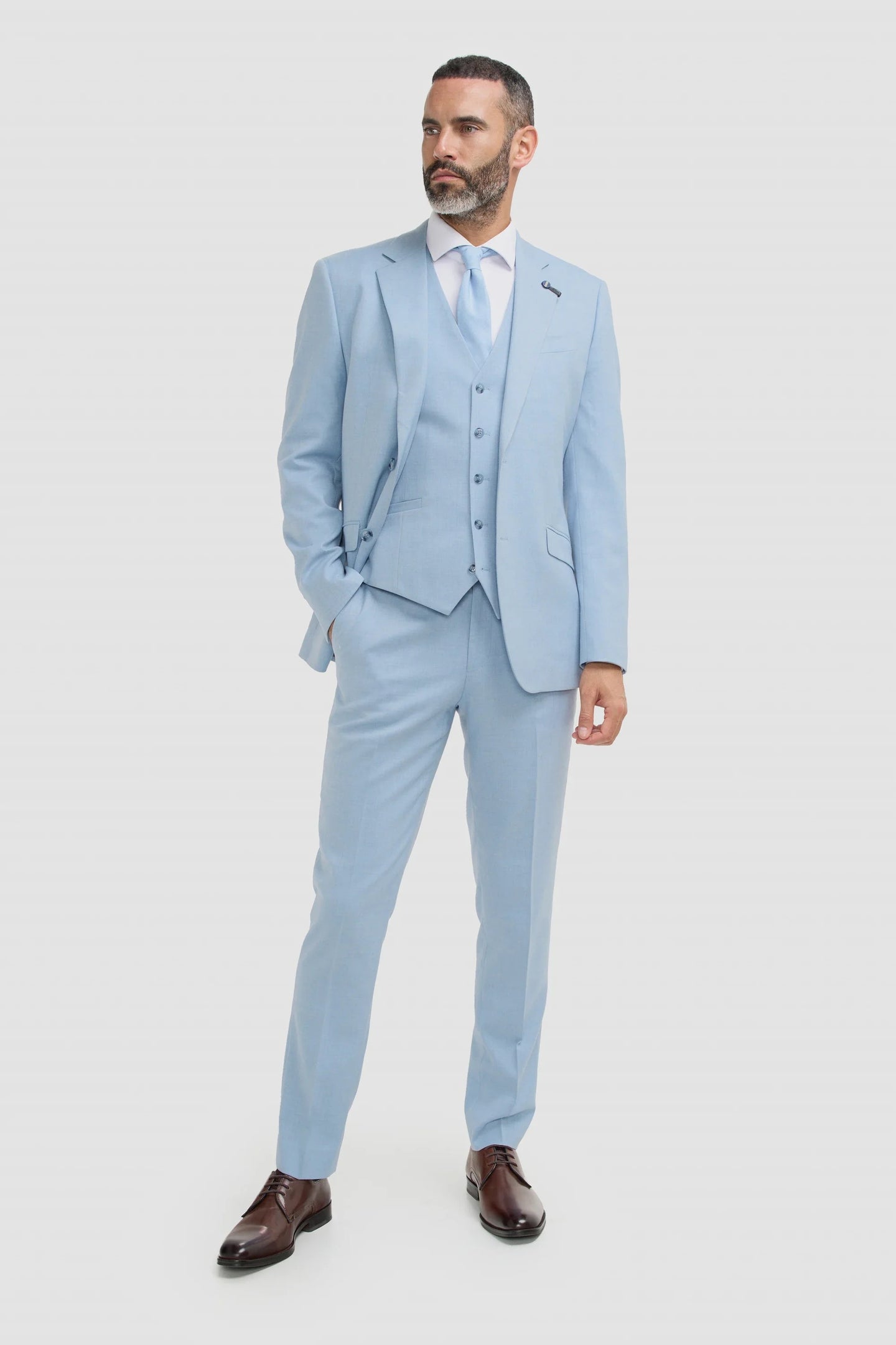 Malibu - Costume 3 pièces texturé bleu ciel pour homme