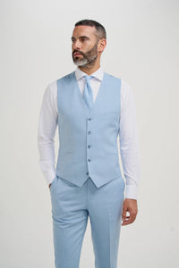 Malibu - Costume 3 pièces texturé bleu ciel pour homme
