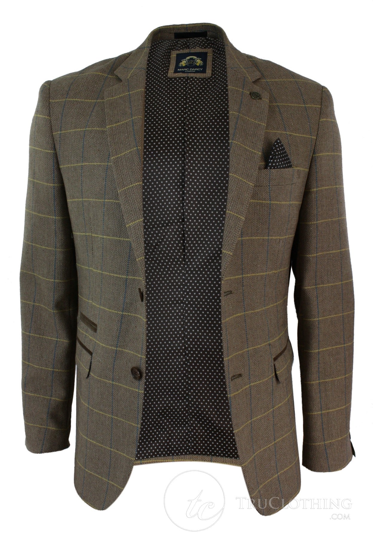 Mens Check Vintage Herringbone Tweed Grey Charcoal Blazer Jacket Fitted-Oak